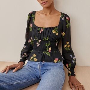 Reformation Hearth Long Sleeve Floral Blouse, NEW